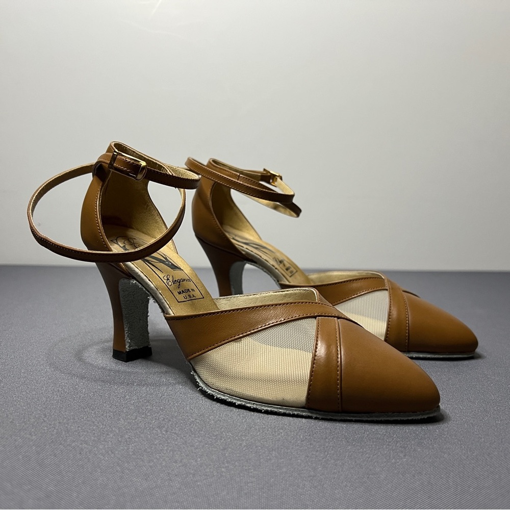 Elegance tan strappy ballroom dance salsa latin wedding shoes